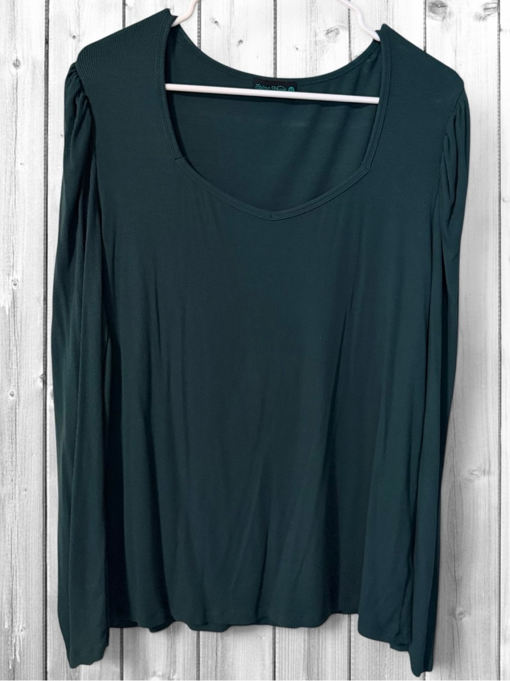 🌼Streling Kreek Ribbed Square Neck Long Sleeve Top in Deep Teal
